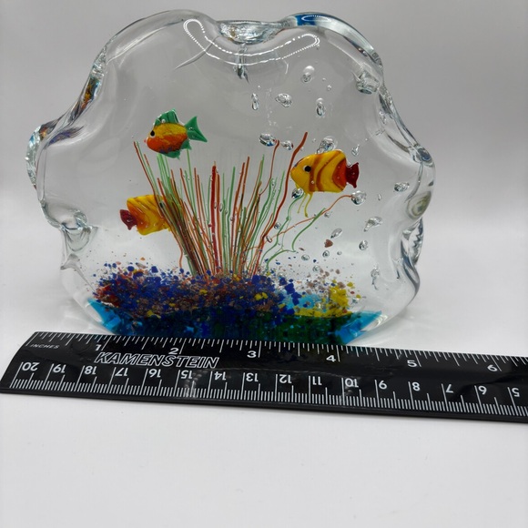 Murano Glass Multi Color Paperweight Fish Aquarium - Picture 2 of 12